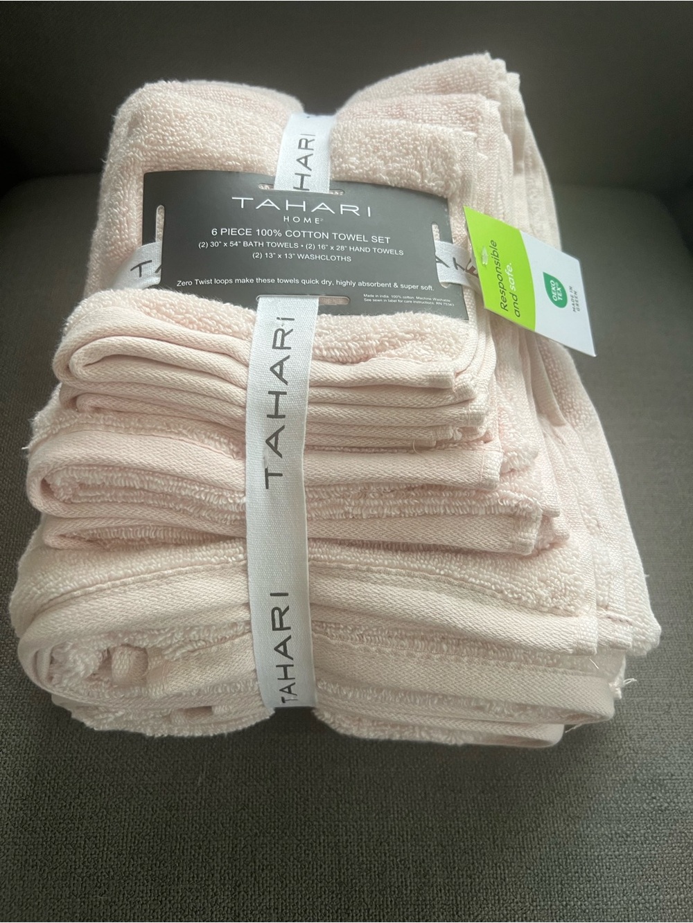 Tahari Bath Hand Towel Set 6 pc pink